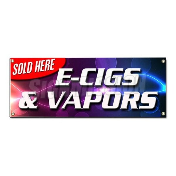 E-CIGS & VAPORS SOLD HERE BANNER SIGN pipes flavored pens hookah